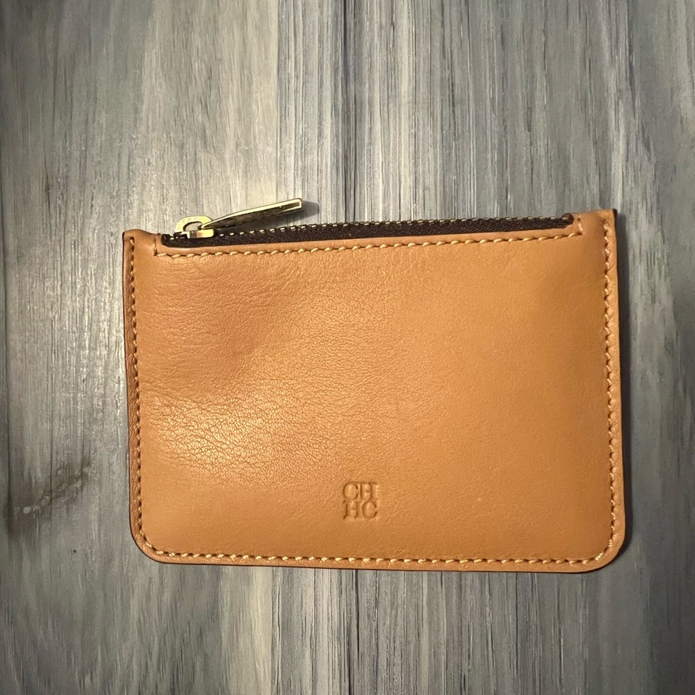 CH Carolina Herrera Brown Leather Coin Purse